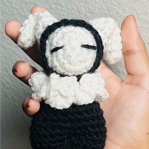 Adorable Black and White Crochet Doll
